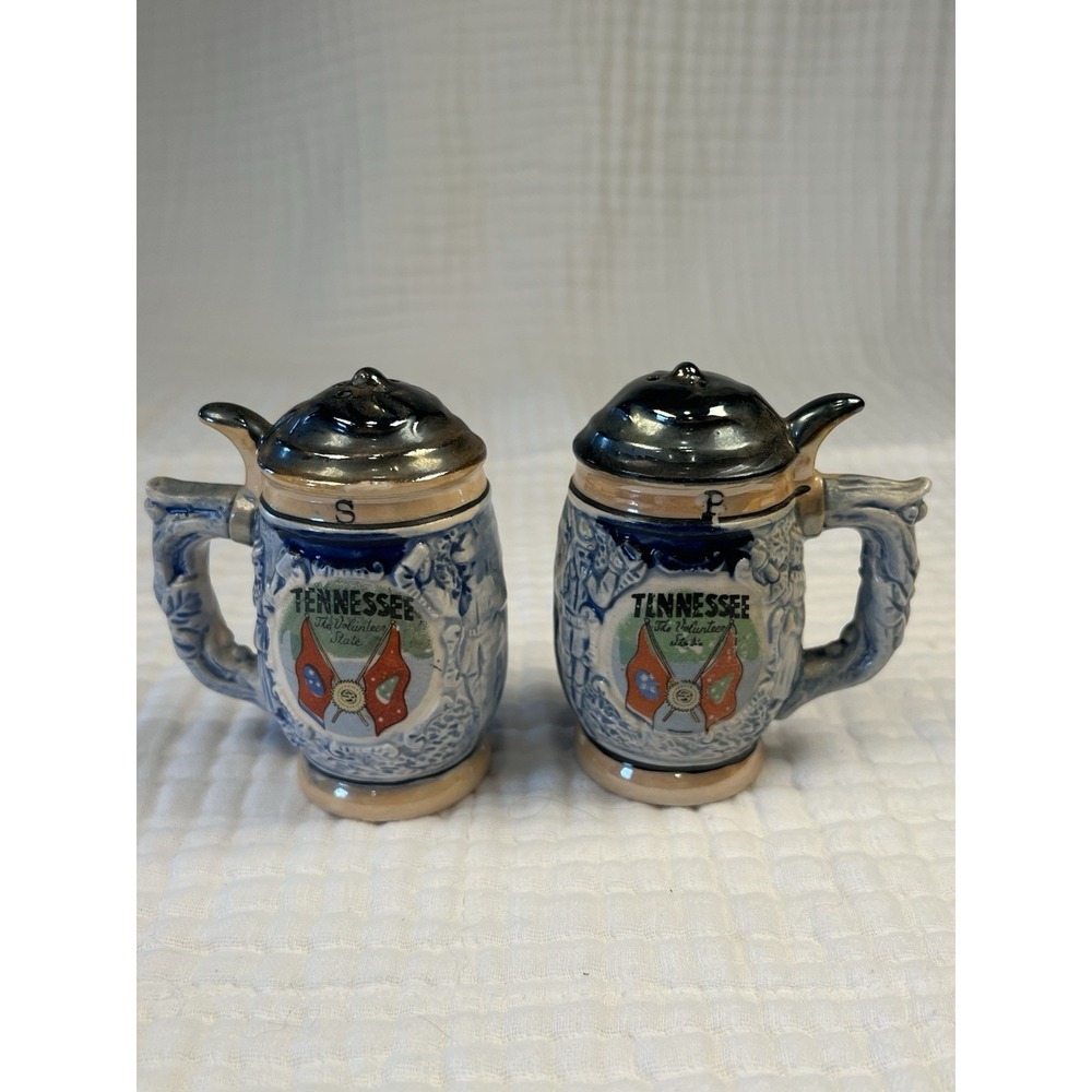 Vintage Tennessee The Volunteer State Salt Pepper Shakers Souvenir Mugs Set‎